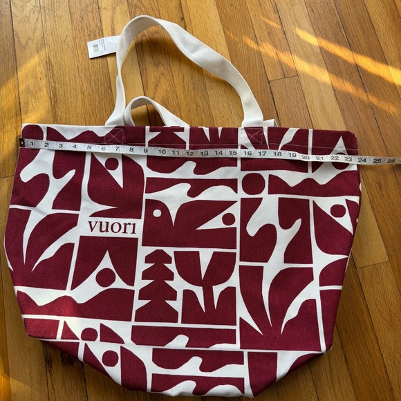NEW Vuori red and white printed canvas tote bag - Picture 5 of 6